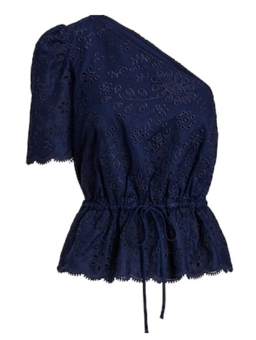New!Polo Ralph Lauren Broderie Anglaise Navy One-Shoulder Eyelet Peplum Top Y2K - Picture 5 of 15